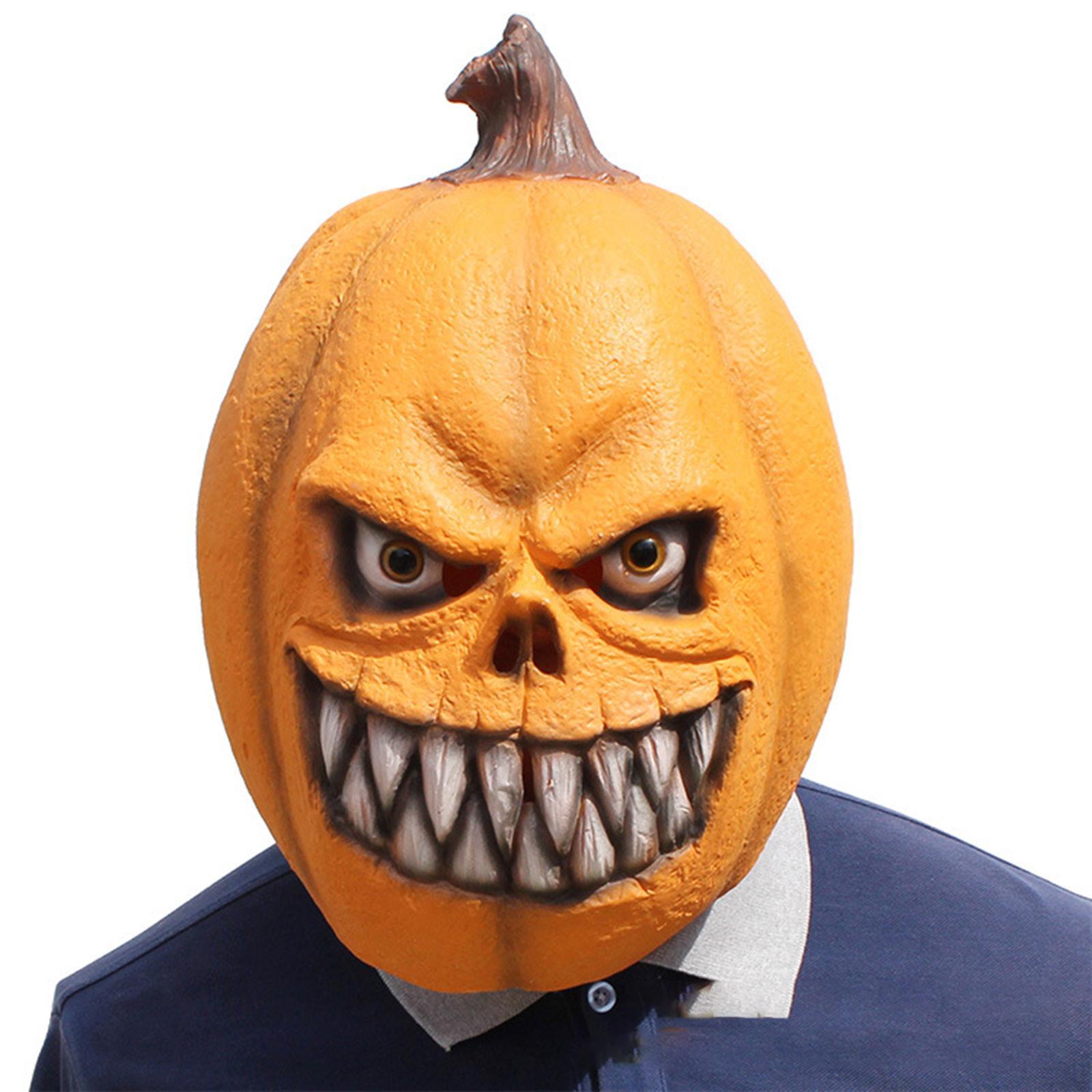 Halloween Pumpkin Head Scary Full Face Cover for Cosplay Carnival Party