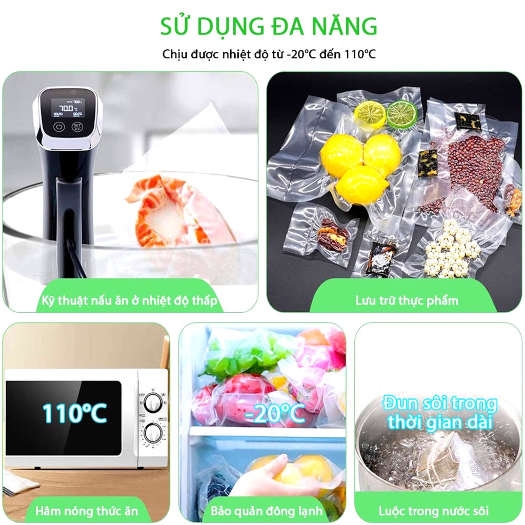 Túi Hút Chân Không Mặt Nhám Crénot Joice M5 Bảo Quản Thực Phẩm An Toàn 1 Cuộn 500cm