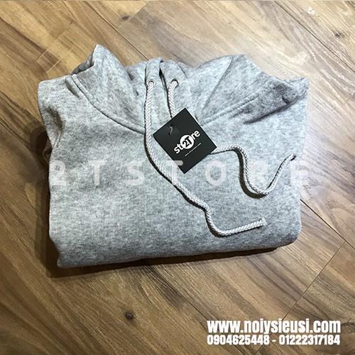 Áo hoodie unisex 2T Store H06 màu xám nhạt - Áo khoác nỉ chui đầu nón 2 lớp dày dặn chất lượng đẹp