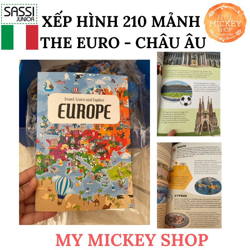 Bộ xếp hình 200 mảnh chính hãng Sassi Chủ Đề Châu Âu - The EUROPE