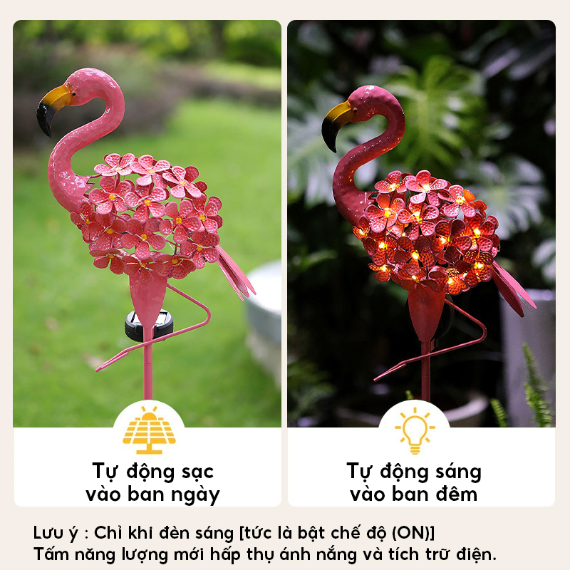 Đèn Trang Trí Năng Lượng Mặt Trời Hồng Hạc Đỏ, Tiêu Chuẩn Chống Nước IP44, Tự Động Sáng Vào Ban Đêm - DA3013