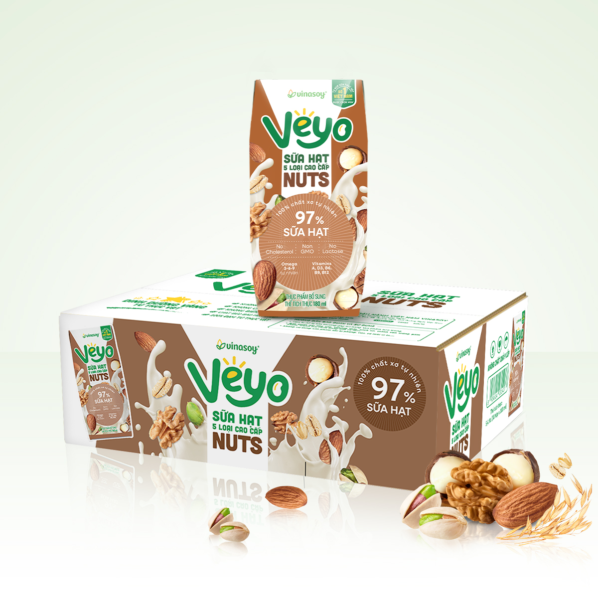 Thùng Veyo Sữa hạt 5 loại cao cấp (30 hộp x 180ml)
