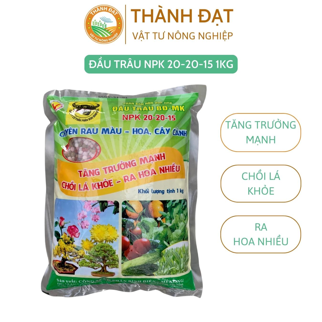 Phân bón đầu trâu NPK 20-20-15 gói 1Kg Bình Điền giúp cây tăng trưởng mạnh chuyên dùng cho rau, hoa, cây cảnh