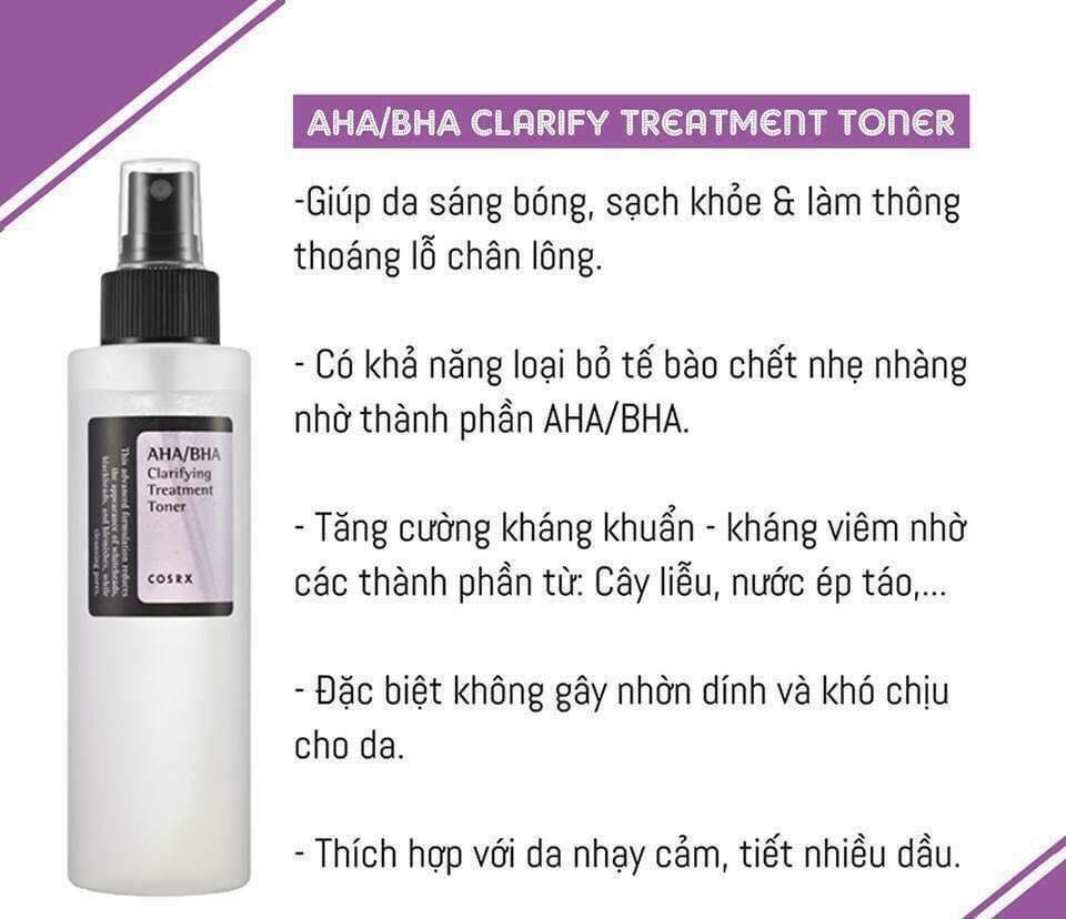 Nước Hoa Hồng Hỗ Trợ Giảm Mụn, Tẩy Tế Bào Chết Hóa Học Cosrx AHA/BHA Clarifying Treatment Toner 150ml