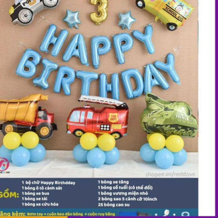Set trang trí sinh nhật ô tô cho bé trai mẫu mới đơn giản dễ làm