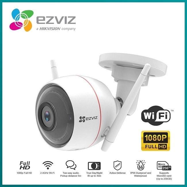 Camera Wifi Ngoài Trời EZVIZ C3W 1080P có đèn còi Báo Động, đàm thoại 2 chiều - Hàng Chính Hãng