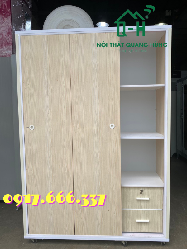 Tủ nhựa đài loan 3 cánh cửa lùa 1m8x1m2x47cm màu sồi trắng