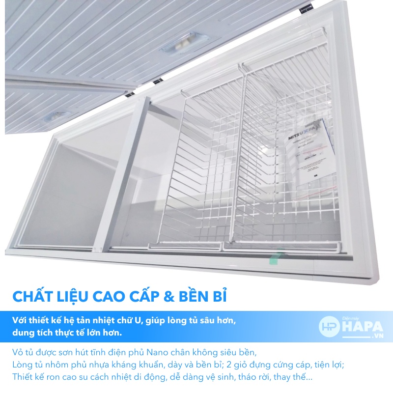 Tủ Đông KHÔNG BÁM TUYẾT Cao Cấp MITSUXFAN MF1-366WWEI-AD Inverter 300 Lít, 2-TRONG-1, Tủ Cấp Đông Tiêu Chuẩn Châu Âu - Hàng Chính Hãng