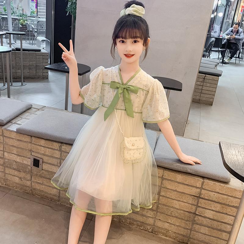 CHENGRUI Cô gái ăn mặc mùa hè 2023 trẻ em lưới đỏ nhỏ làm mới cô gái mùa hè mỏng thời trang váy công chúa phong cách phương Tây
