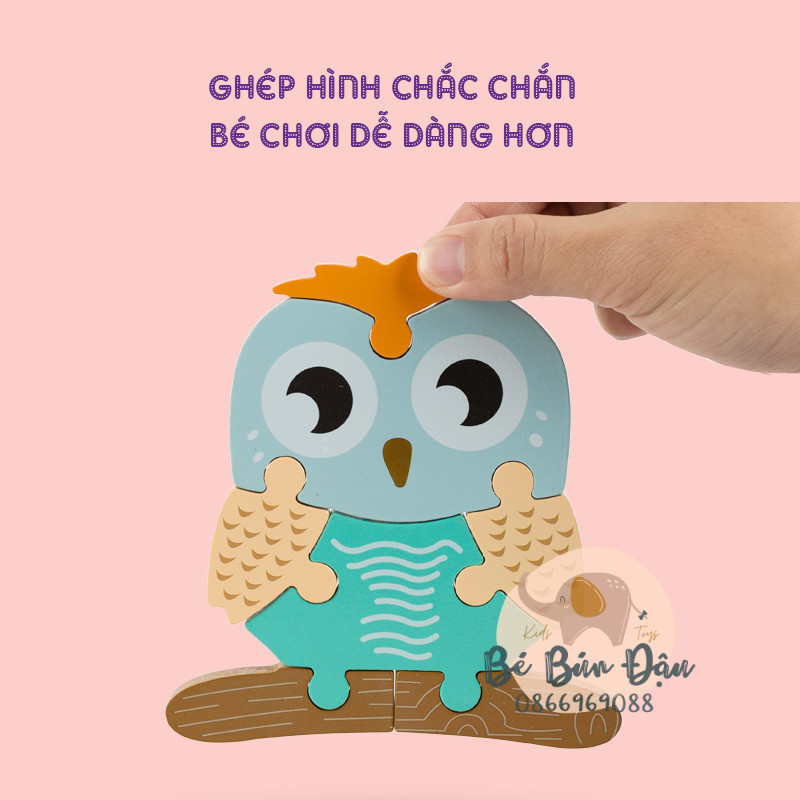 Đồ Chơi Ghép Hình Gỗ Nổi 3D Cho Bé Từ 1-3 Tuổi, Đồ Chơi Thông Minh