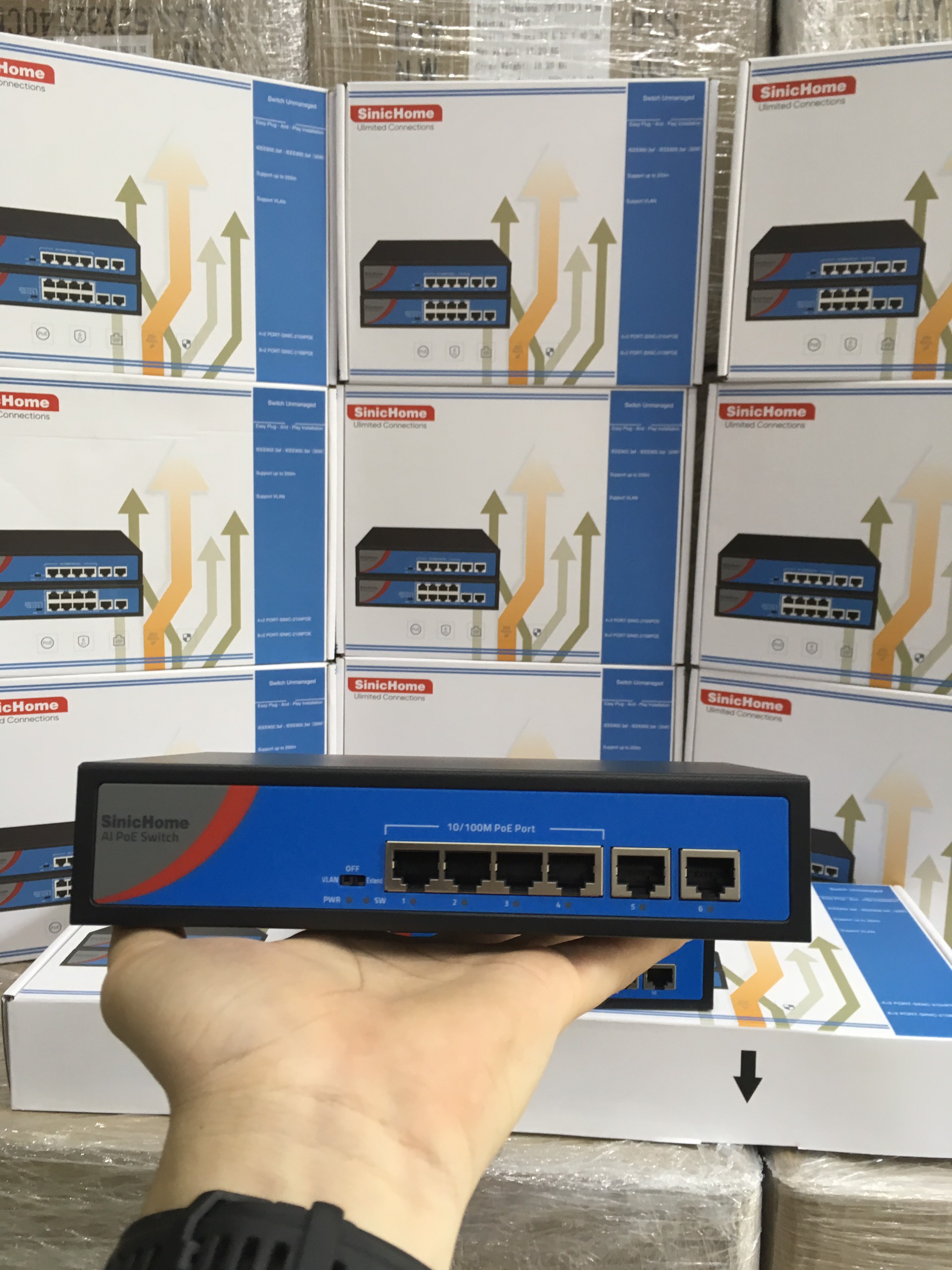 Switch POE cho camera IP Sinic Home 4-8 cổng POE + 2 cổng Up link