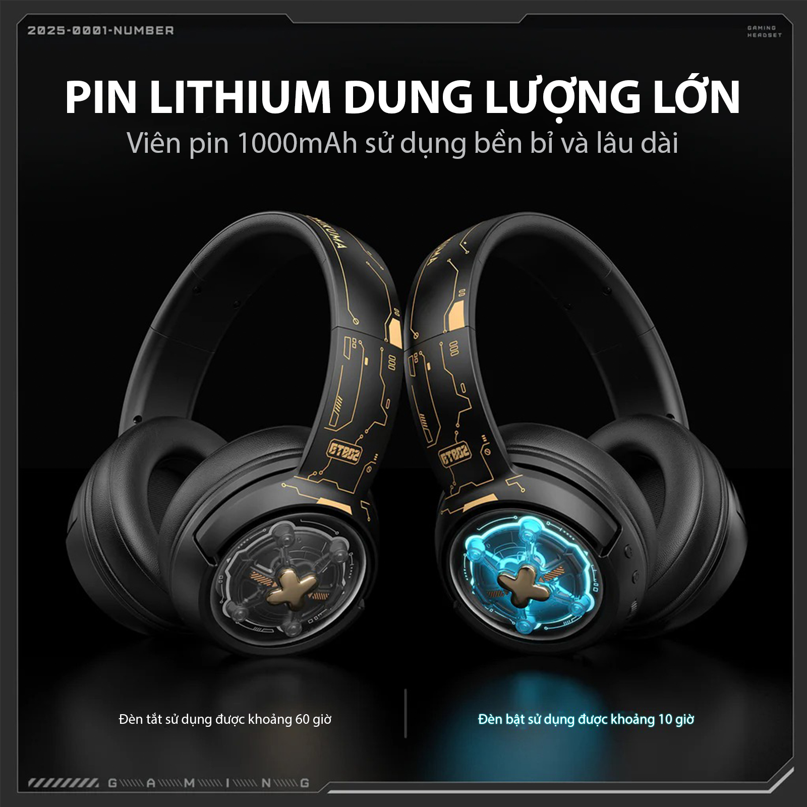 Tai Nghe ONIKUMA GT802 (2.4G+Bluetooth+Wired) Tri-Mode Black - Hàng Chính Hãng