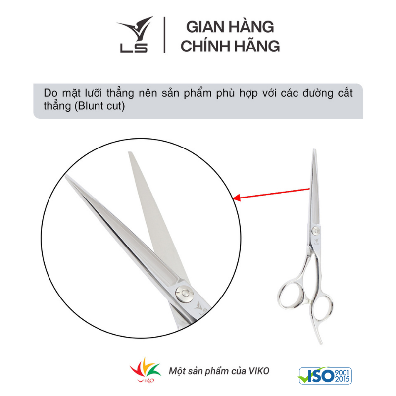 Kéo cắt tóc LS lưỡi thẳng quai offset vênh đỡ ngón cố định CB13/6.0