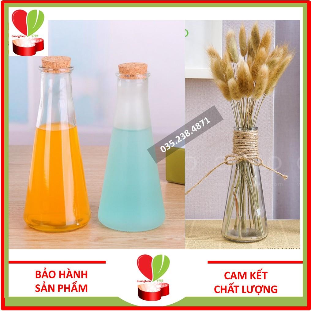 Chai Nón Thủy Tinh 350ml Kèm Nút Gỗ - Duonghieu6789