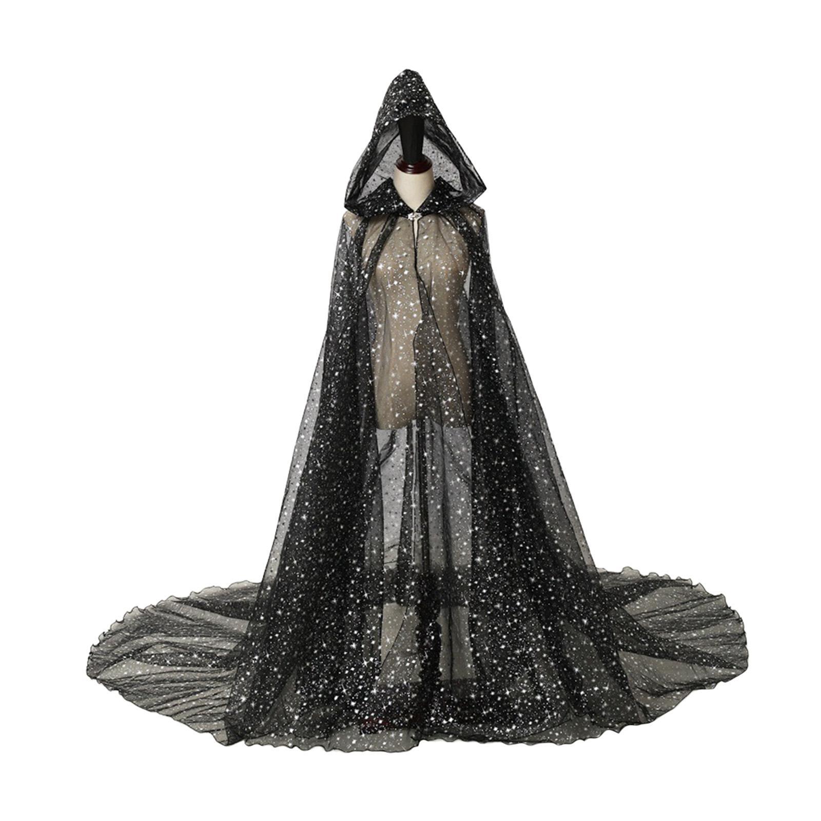Hooded Cloak for Women Bridal Hooded Cloak Shiny Washable for Adults Soft Durable Costume Wedding Cape Tulle Cape