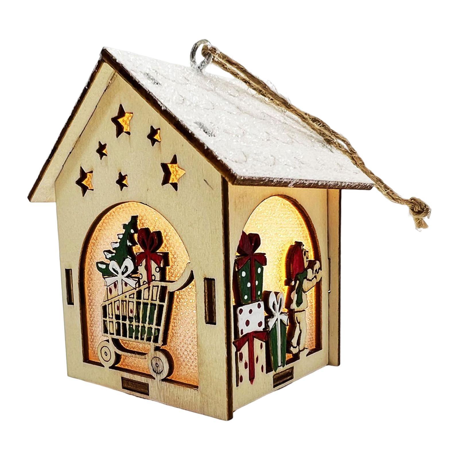 Mini Wooden House Building Set Lights up for Christmas Tabletop Decoration