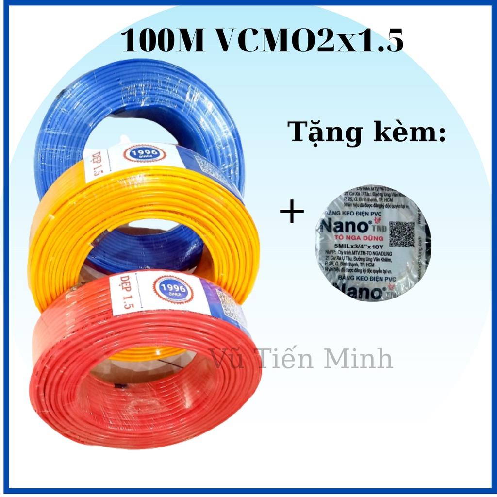 100M dây điện đôi 2x2.5 Vĩnh Thịnh lõi đồng 100% + Tặng kèm bút thử điện + băng keo điện