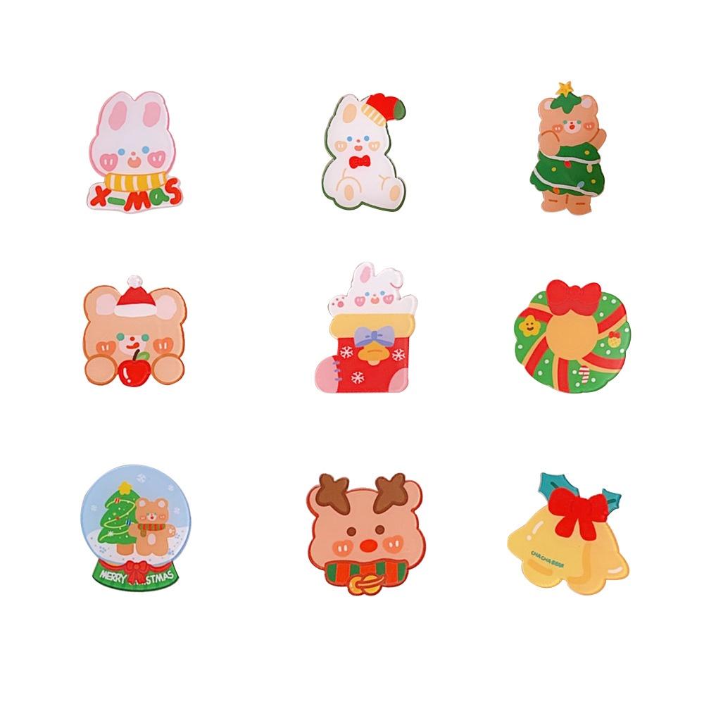 Ghim cài áo bằng Acrylic hình hoạt hình phong cách giáng sinh dễ thương