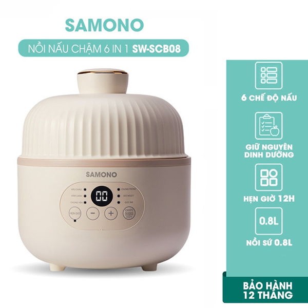 Nồi Nấu Chậm Samono SW-SCB08 0.8L Tiện Lợi Hàng Chính Hãng