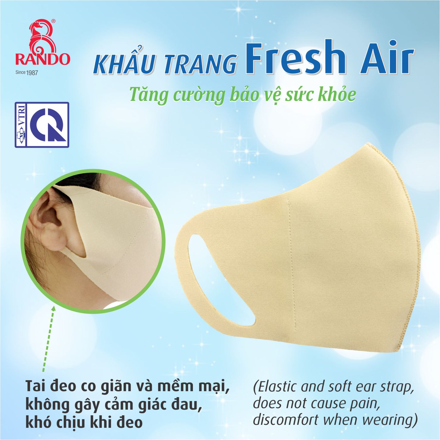 Khẩu Trang Trẻ Em Fresh Air, Chính Hãng Rando (Combo 10 cái)