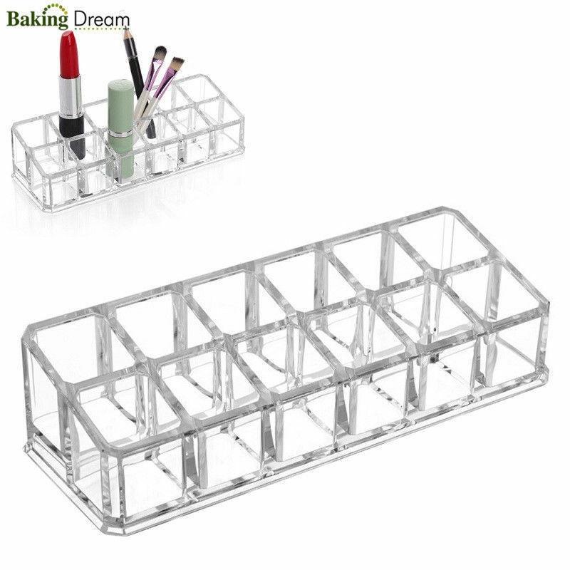 Khay Nhựa Acrylic Trong Suốt 12 Ngăn Đựng Mỹ Phẩm Tiện Dụng
