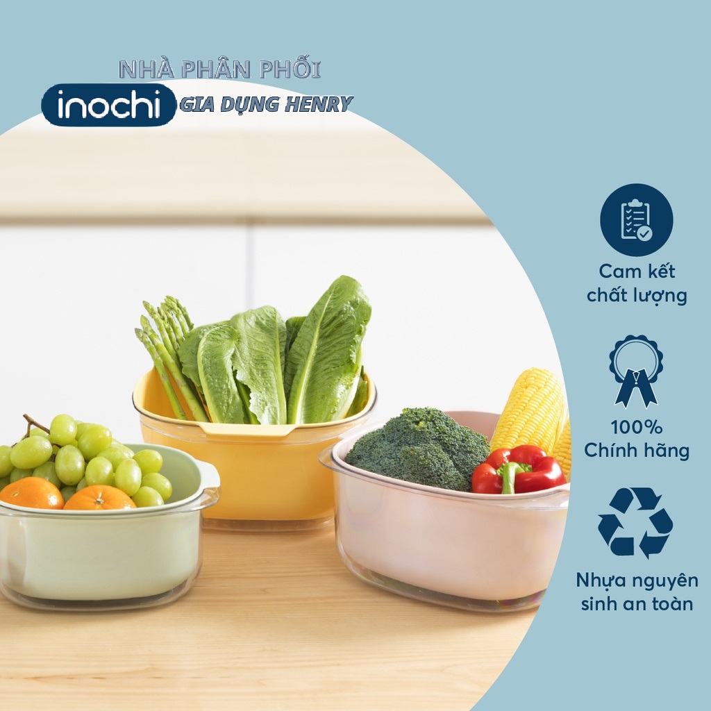 Bộ thau rổ vuông Yoko 23cm - 27cm - Chính hãng Inochi, tiêu chuẩn Nhật Bản
