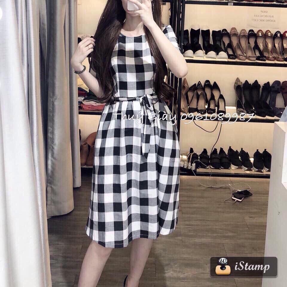 ĐẦM CARO THẮT EO CAO CẤP DRESS29