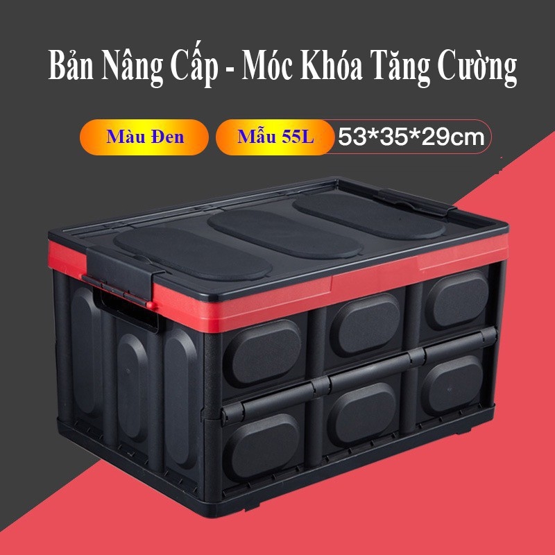 Thùng nhựa đựng đồ cho cốp xe ô tô có thể gấp xếp gọn có chốt gài thùng 30L hoặc 55L