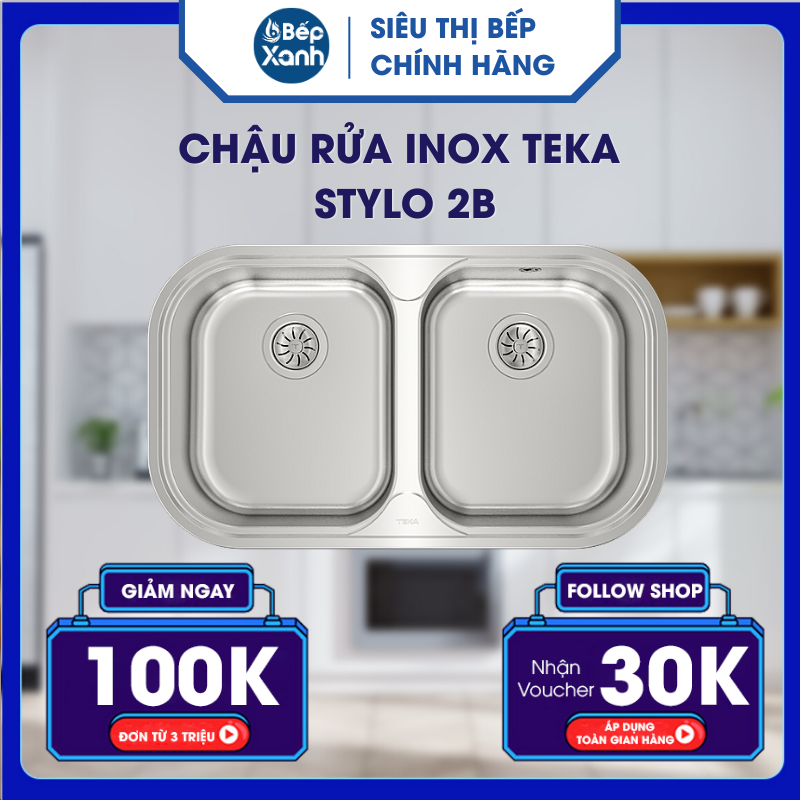 Chậu rửa inox TEKA STYLO 2B - Hàng Chính Hãng