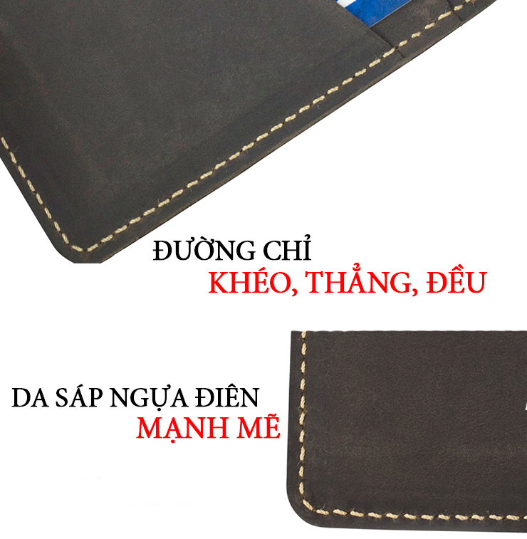 Ví dài cầm tay da bò sáp ngựa điên Crazyhorse cao cấp C102 Bụi Leather - Bảo hành 12 tháng