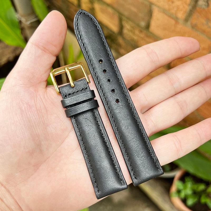 Dây đồng hồ da bò mặt cật trơn, size 18mm 19mm 20mm 21mm 22mm