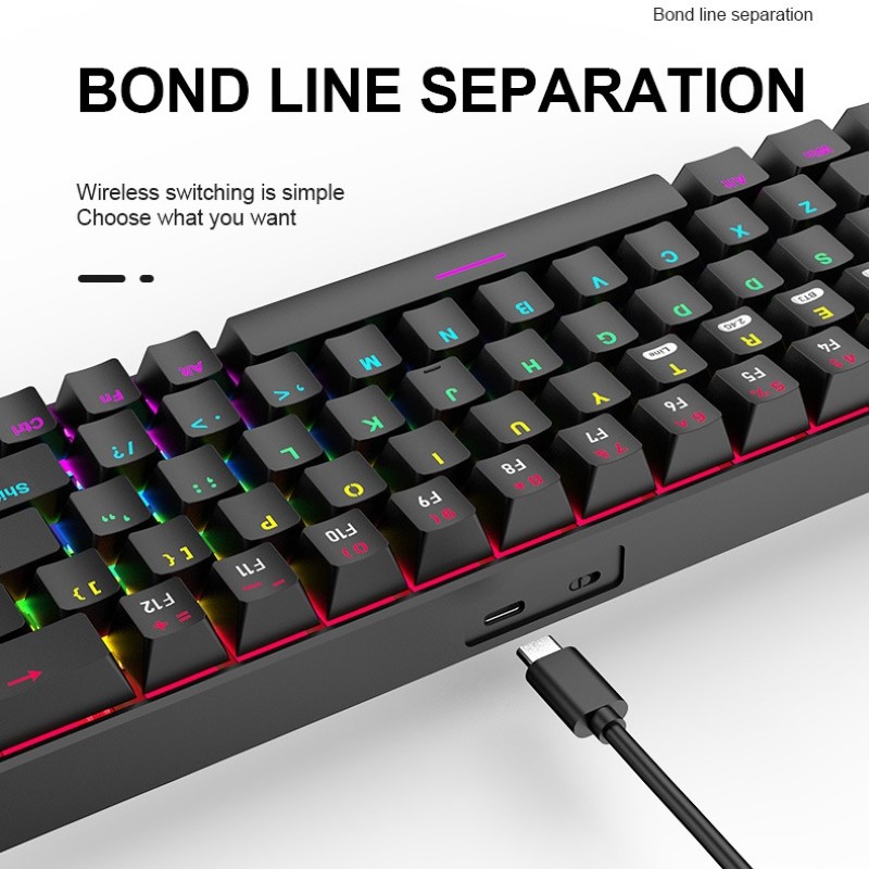 Bàn Phím Cơ không dây mini Đa kết nối RF68 Gaming cho máy tính