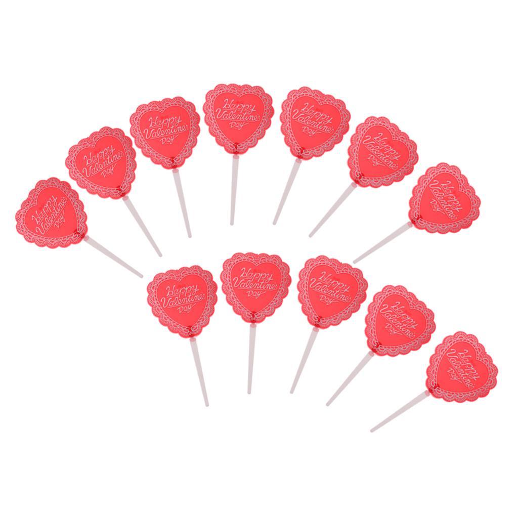12pcs Happy Valentine's Day Cupcake Topper Cake Picks Party Cake Decorations