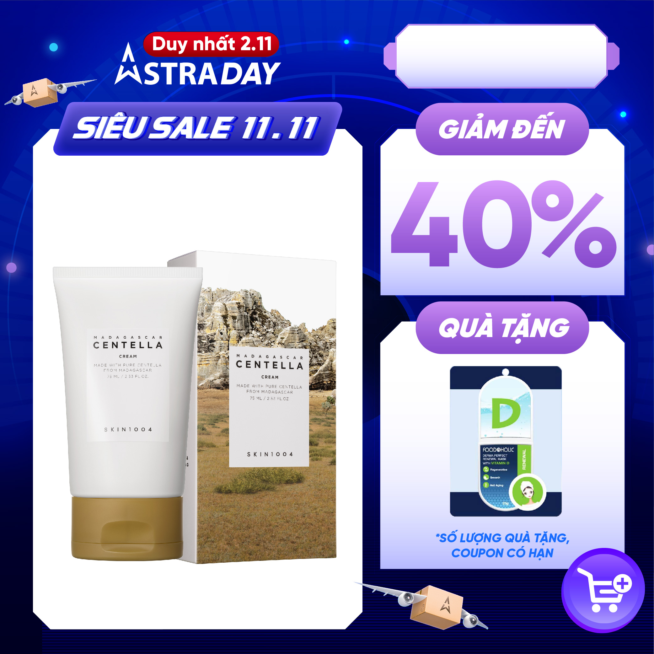 Kem Dưỡng Da Sau Mụn Skin1004 Madagascar Centella Cream 75ml