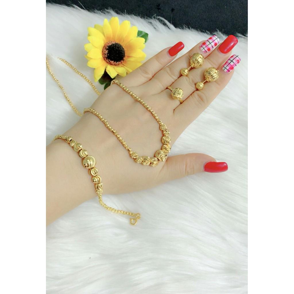 Bộ trang sức bi trái châu mạ vàng 18k