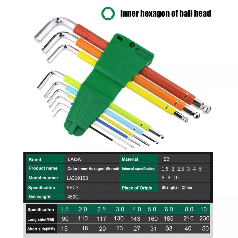 Bộ cờ lê lục giác hoa thị 9 chiếc LAOA LA319104 chuyên dụng, thép hợp kim S2 siêu cứng, hàng chính hãng