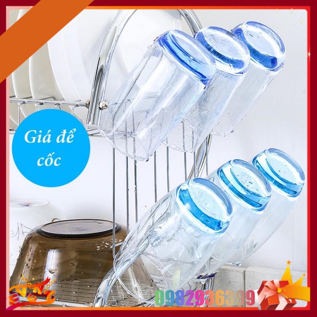 Giá Úp Bát Đĩa Inox 2 Tầng Cao Cấp Có Khay Hứng Nước Tiện Lợi