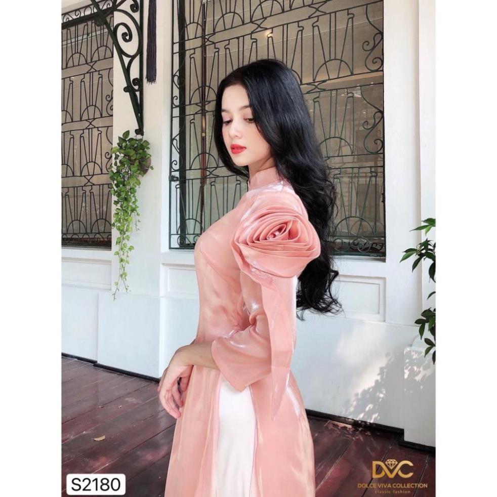 Set áo dài cam cách tân S2180 - DOLCE VIVA COLLECTION