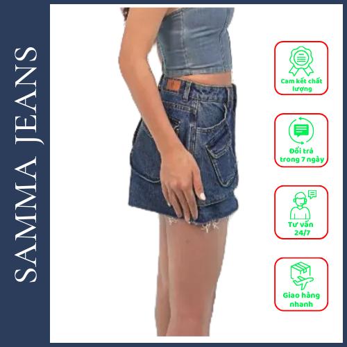 Quần short jean túi hộp SJS04 - Quần jean giả váy cá tính, Phong Cách Gợi Cảm Cho Nữ | Samma Jeans