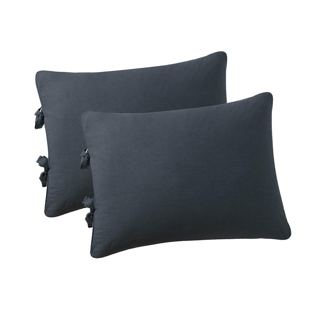 Solid Color Polyester Pillow Case Cushion Cover with Ties 2-in-1