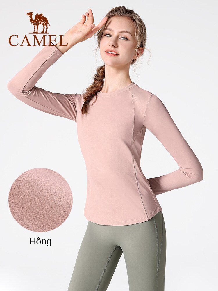 Quần áo tập yoga CAMEL 2022 mới mùa thu và mùa đông áo lông cừu quần áo thể dục quần áo thể thao quần áo thun dài tay phụ nữ