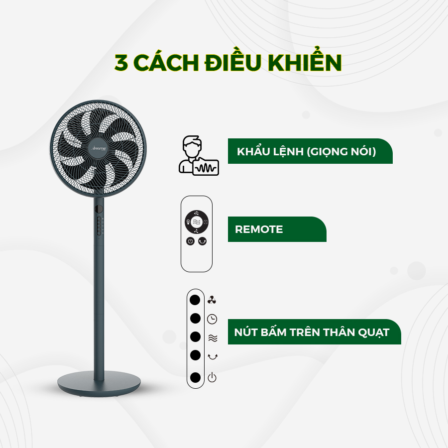 Quạt Thông Minh Dreamer DHA-SSF136G Màu Xám, DC Inverter, Điều Khiển Trực Tiếp Bằng Giọng Nói, BH động cơ 36th, HÀNG CHÍNH HÃNG