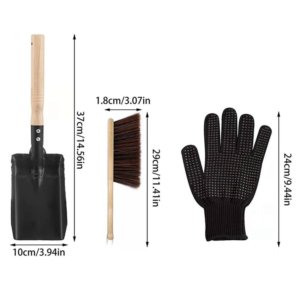 Fireplace Tool   Shovel Hearth Brush Gloves Set Firepit Tools Dust Shovel