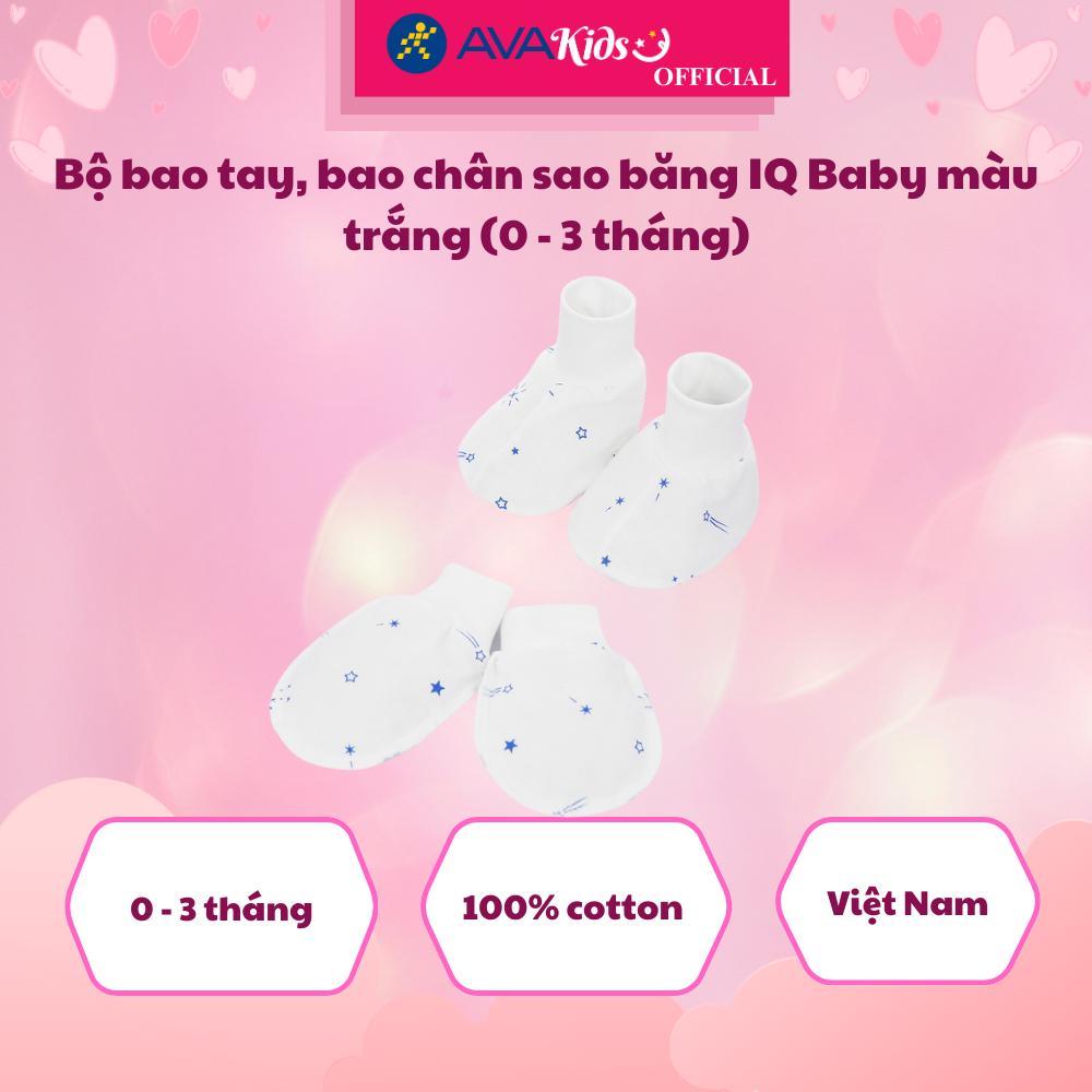 Bộ bao tay, bao chân sao băng IQ Baby màu trắng (0 - 3 tháng) - Hàng Chính Hãng