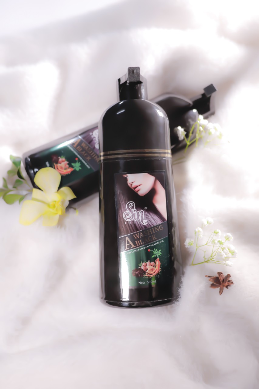 Combo 2 chai dầu gội phủ bạc Sin Hair màu đen, phủ đen tự nhiên nhân sâm Nhật Bản