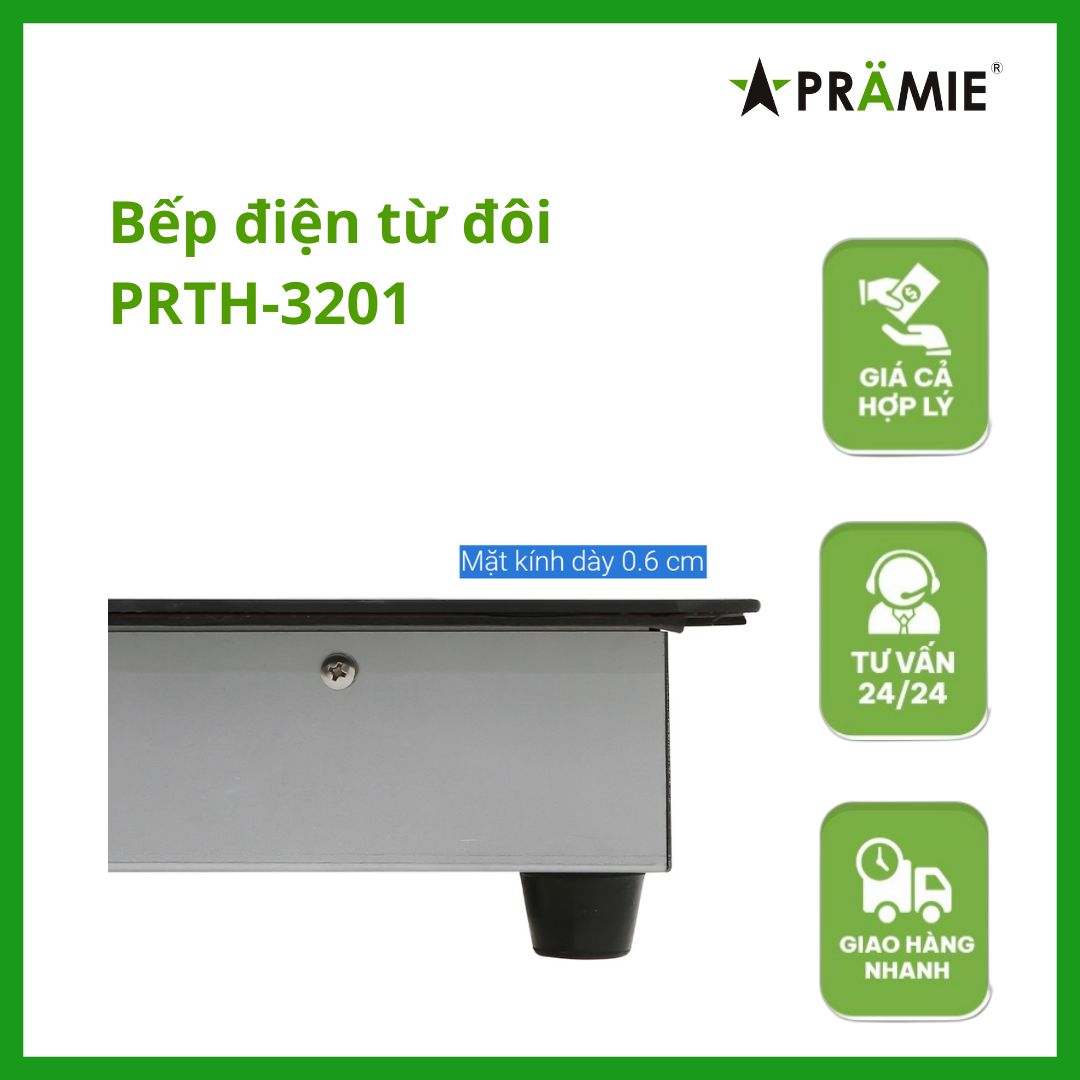 Bếp điện từ ba Pramie PRTH - 3201_Hai từ một hồng ngoại_Hàng nhập khẩu Thái Lan