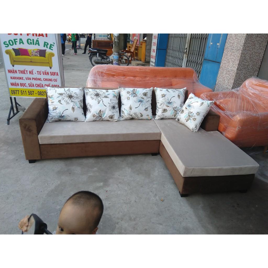 sofa góc L vải nhung