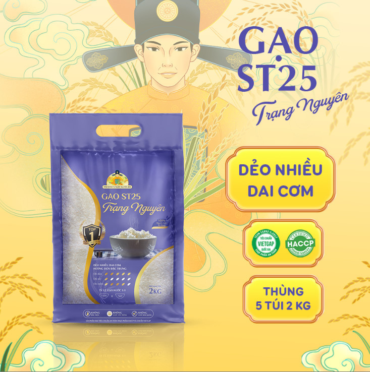 Gạo Đặc Sản ST25 Trạng Nguyên – Dẻo nhiều, dai cơm, thơm dứa - Chuẩn HACCP, VietGAP