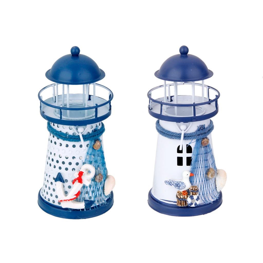 2 Cái 13.5 Cm Vẽ Tay Nhà Biển Mô Hình Kim Loại Đèn Hải Lý Trang Trí