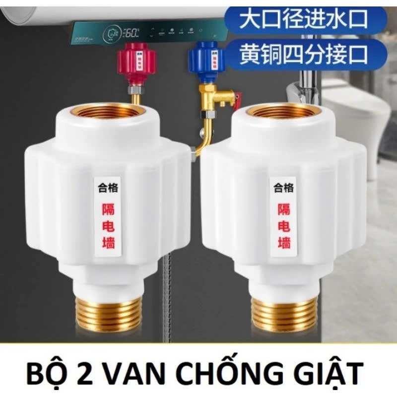 Bộ 2 Van Chống Giật Cho Máy Nước Nóng – Ren Đồng, Chịu Nhiệt, AnToàn Tuyệt Đối Khi Sử Dụng